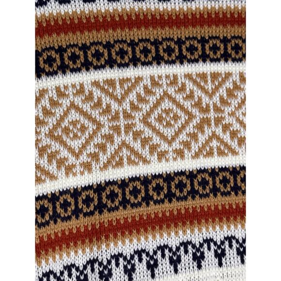 Vtg JCPenney's Men's Cream Rust Knit Fair Isle Nordic Ski Sweater Size M 70’s EC - Picture 8 of 15